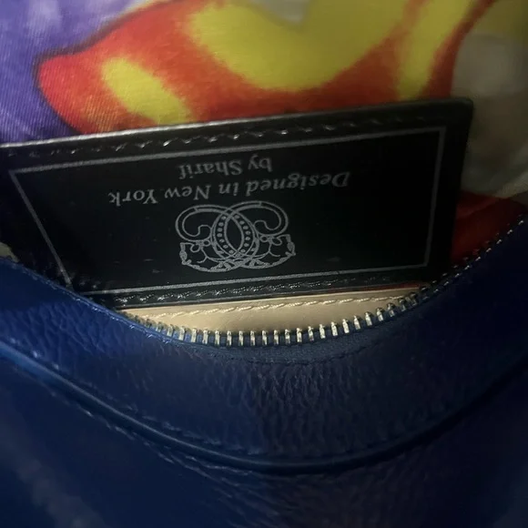 Sharif Blue Leather Shoulder Bag - Picture 7 of 8